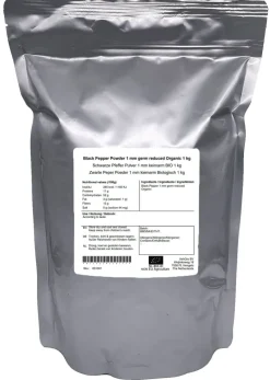 Zwarte Peper Poeder 1 mm kiemarm Biologisch