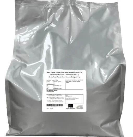 Zwarte Peper Poeder 1 mm kiemarm Biologisch