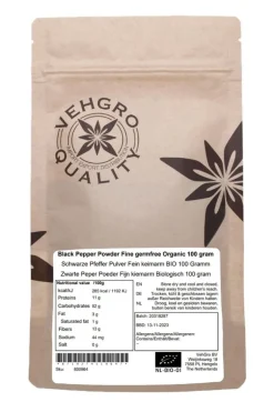Zwarte Peper Poeder Fijn kiemarm Biologisch
